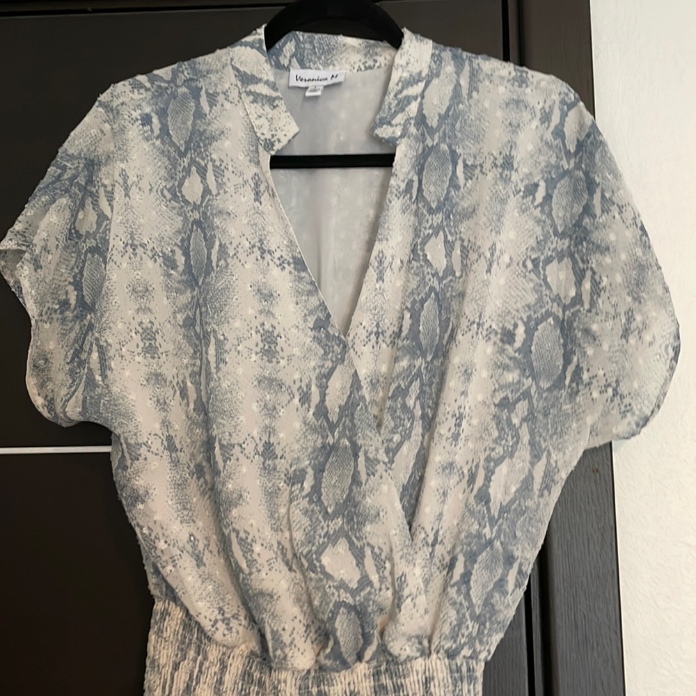 Multi colored blue snake print dress.